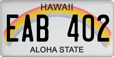 HI license plate EAB402