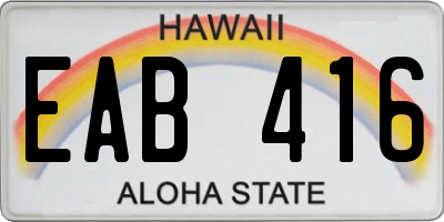 HI license plate EAB416