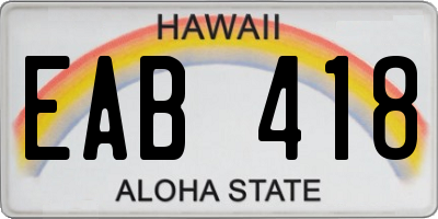 HI license plate EAB418