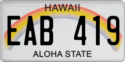 HI license plate EAB419