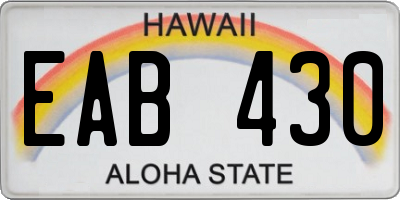 HI license plate EAB430