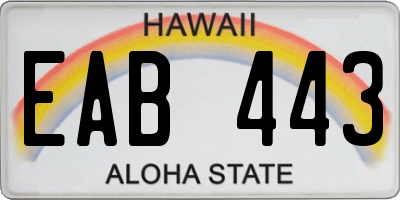 HI license plate EAB443