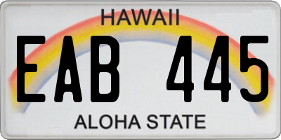 HI license plate EAB445