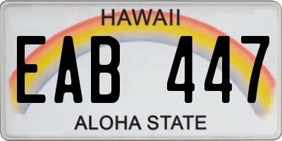 HI license plate EAB447