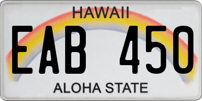 HI license plate EAB450