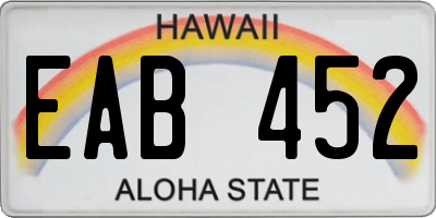 HI license plate EAB452