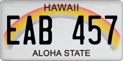 HI license plate EAB457