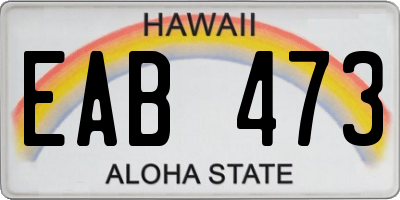 HI license plate EAB473