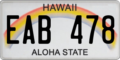 HI license plate EAB478