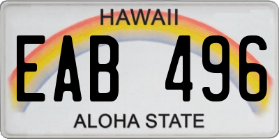 HI license plate EAB496