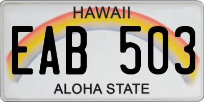 HI license plate EAB503