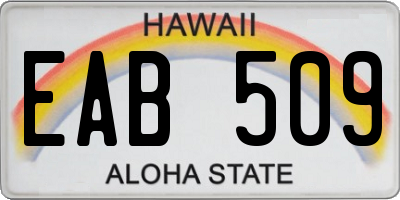 HI license plate EAB509