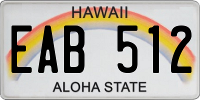 HI license plate EAB512