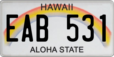 HI license plate EAB531