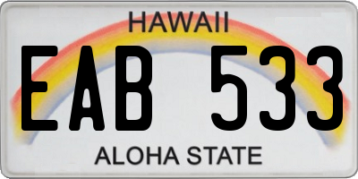 HI license plate EAB533