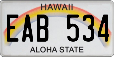 HI license plate EAB534