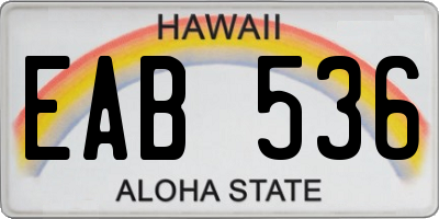 HI license plate EAB536