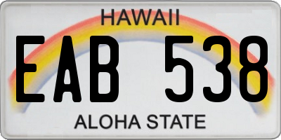 HI license plate EAB538