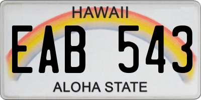 HI license plate EAB543