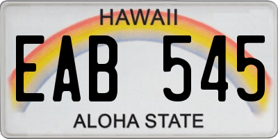 HI license plate EAB545