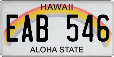 HI license plate EAB546