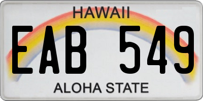 HI license plate EAB549