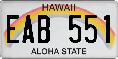 HI license plate EAB551