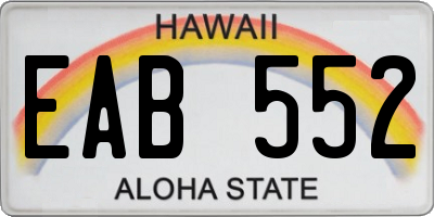 HI license plate EAB552