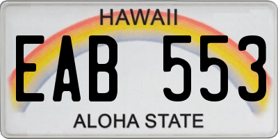 HI license plate EAB553