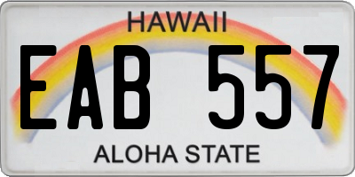 HI license plate EAB557