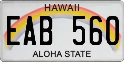 HI license plate EAB560