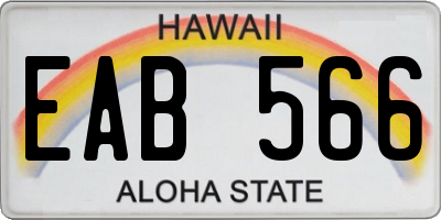 HI license plate EAB566