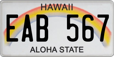 HI license plate EAB567