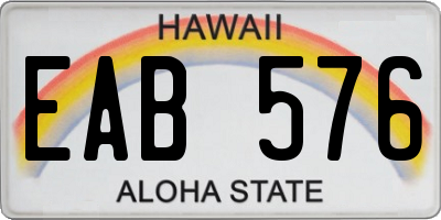 HI license plate EAB576