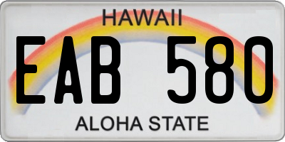 HI license plate EAB580