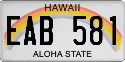 HI license plate EAB581