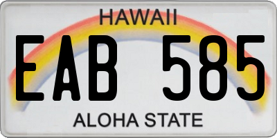 HI license plate EAB585