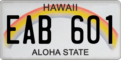 HI license plate EAB601