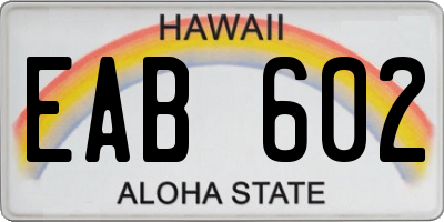 HI license plate EAB602