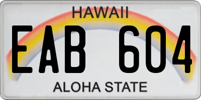 HI license plate EAB604