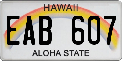 HI license plate EAB607