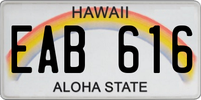 HI license plate EAB616