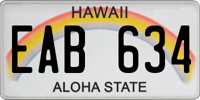 HI license plate EAB634