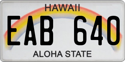 HI license plate EAB640