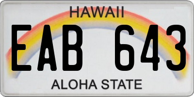 HI license plate EAB643