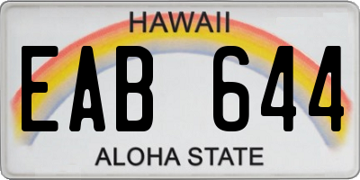 HI license plate EAB644