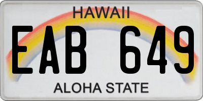 HI license plate EAB649