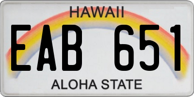 HI license plate EAB651