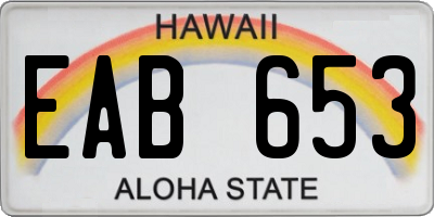 HI license plate EAB653