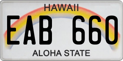 HI license plate EAB660